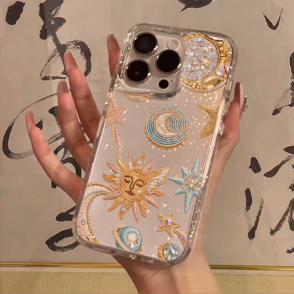 Phone Cases Transparent - جراب هاتف شفاف بتصميم نجوم وقمر