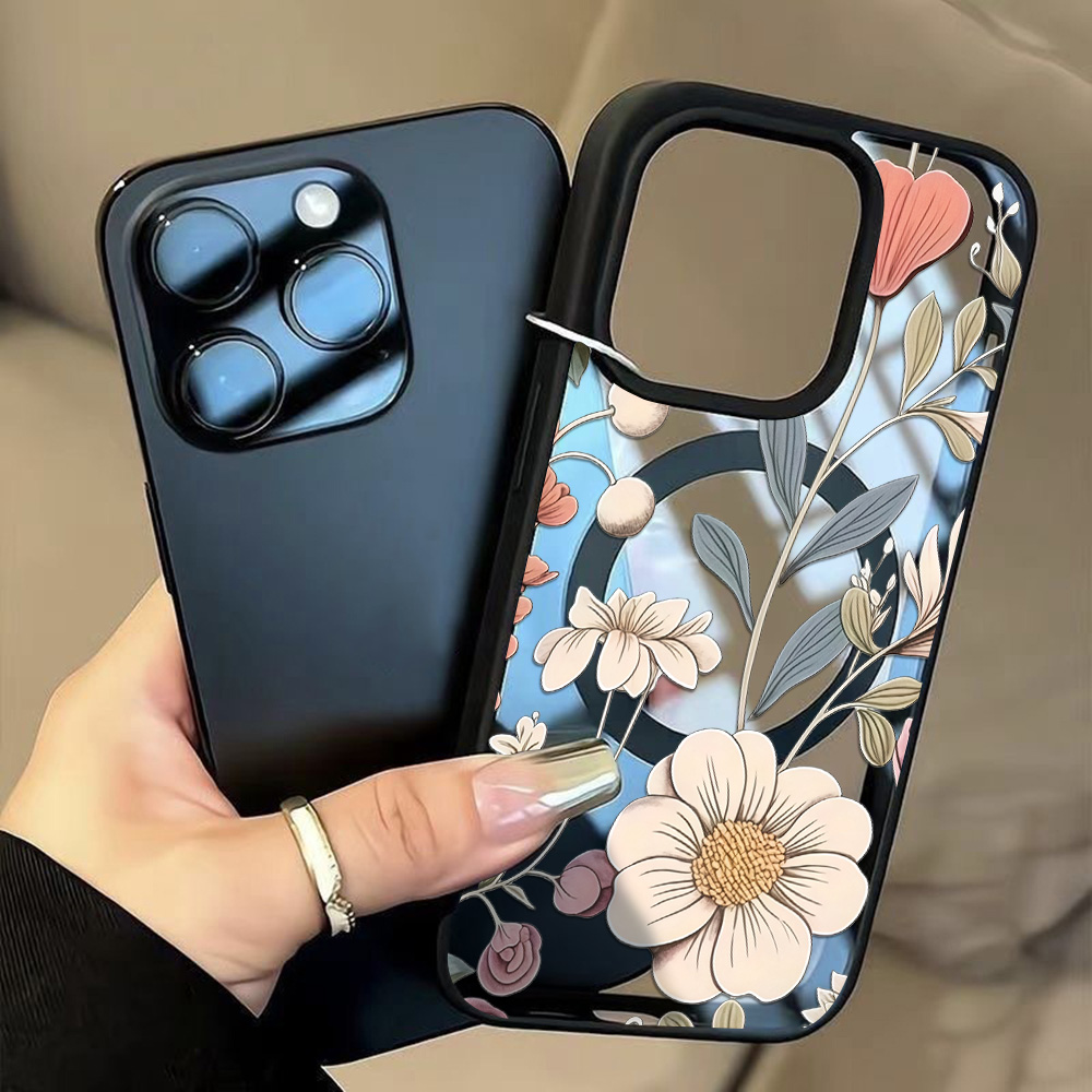 Phone Cases Transparent - جراب هاتف شفاف بتصميم زهور وإطار