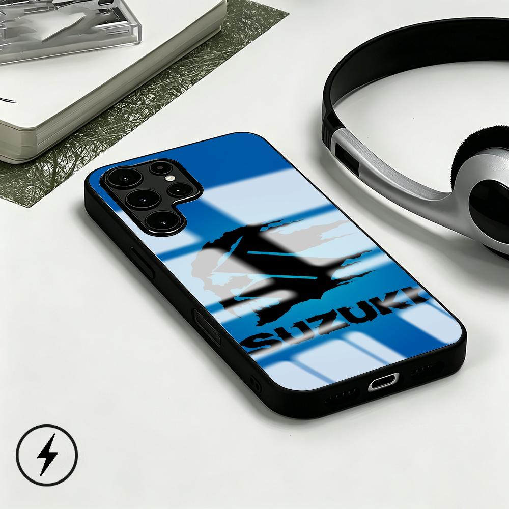 Phone Cases Galaxy S23 - جراب هاتف زجاجي مغناطيسي بتصميم شعار
