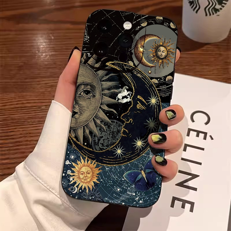Phone Cases For Samsung S21 5G - غطاء هاتف بتصميم شمس وقمر جمالي