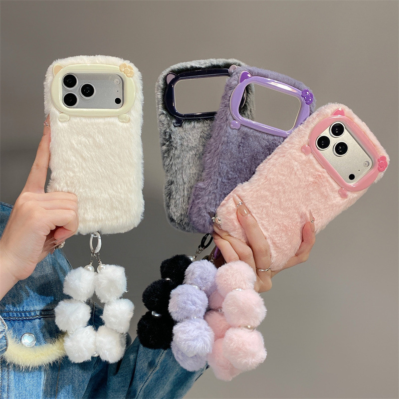 Phone Cases Iphone 13 - غطاء هاتف فاخر من الفرو الناعم