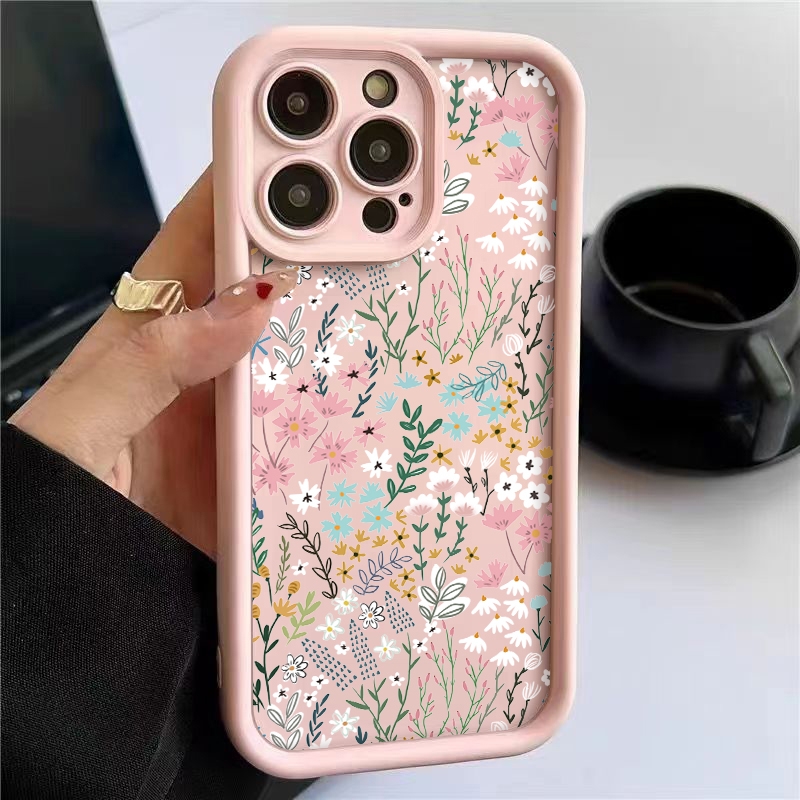 Phone Cases Iphone 13 - جراب هاتف وردي بنمط زهور الخيزران