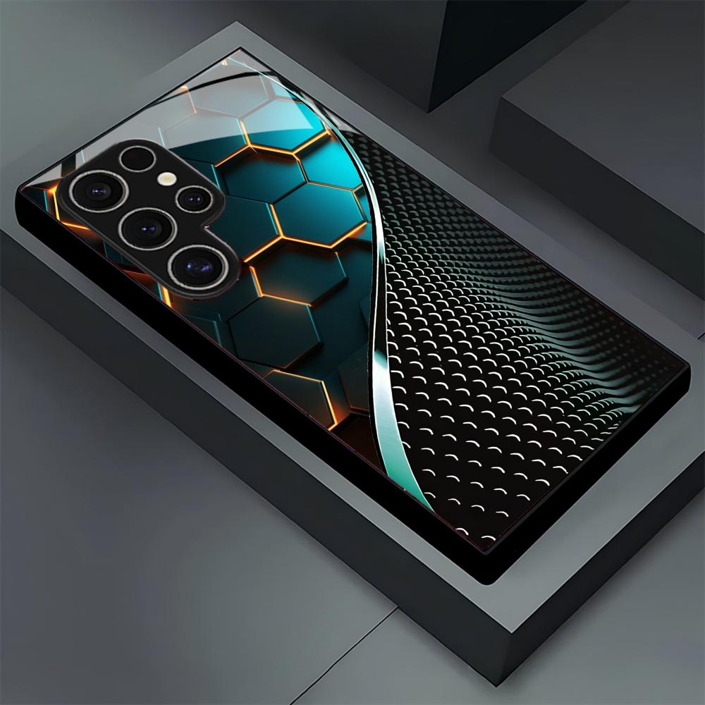 Phone Cases For Samsung S21 5G - جراب هاتف زجاجي بتصميم خشبي إبداعي