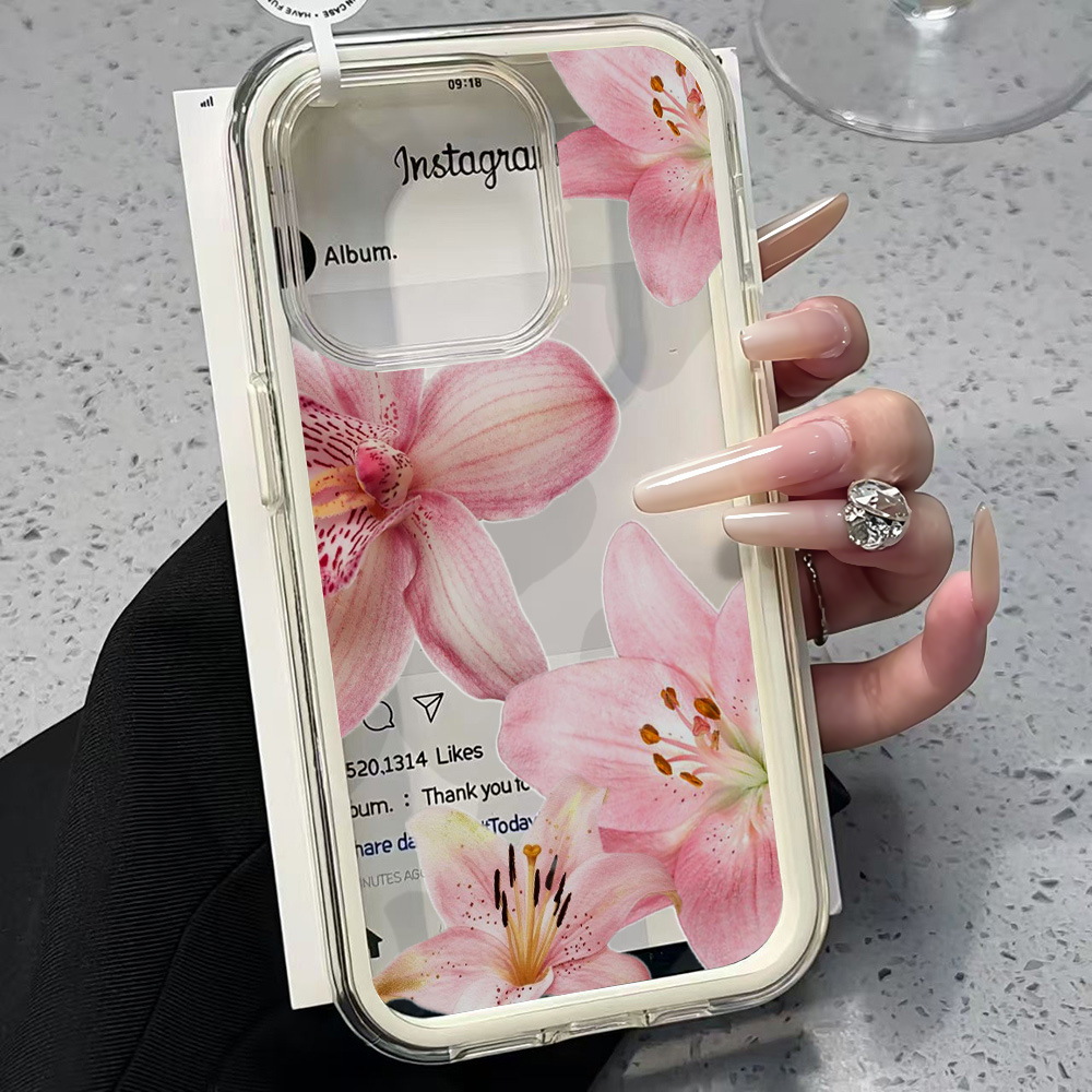Phone Cases Transparent - غطاء هاتف شفاف بتصميم زهرة الزنبق