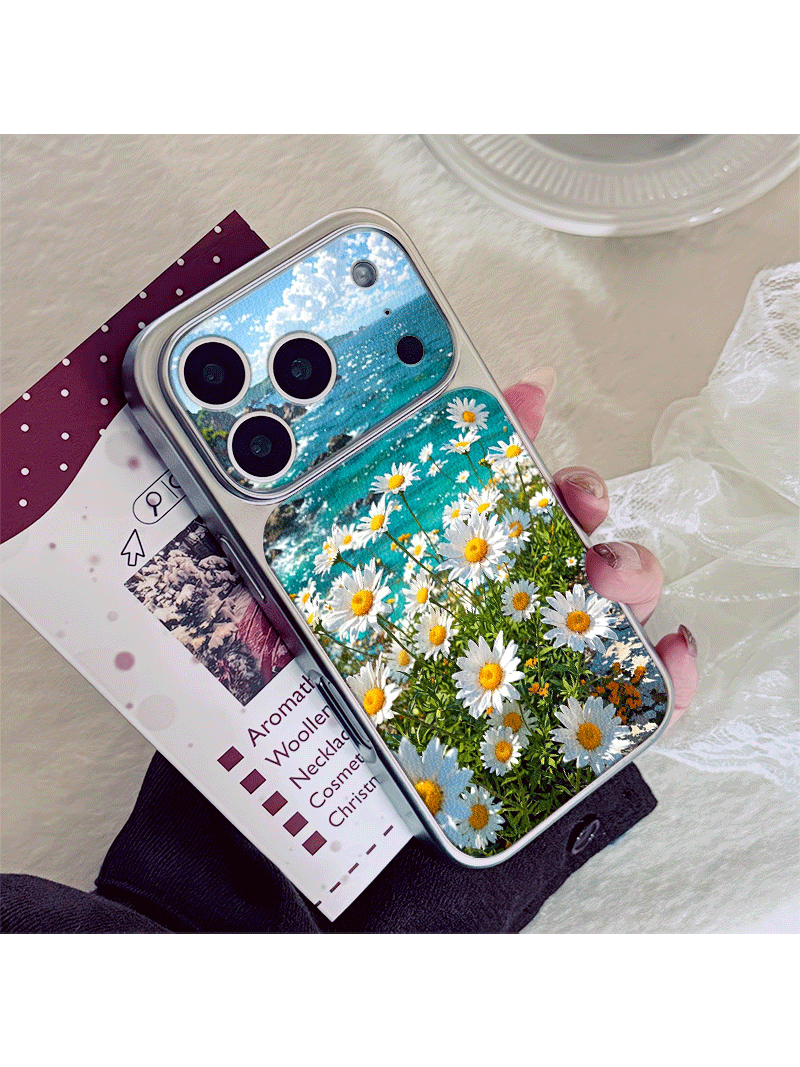 Phone Cases Near - غطاء هاتف بنمط جلد مع زهور