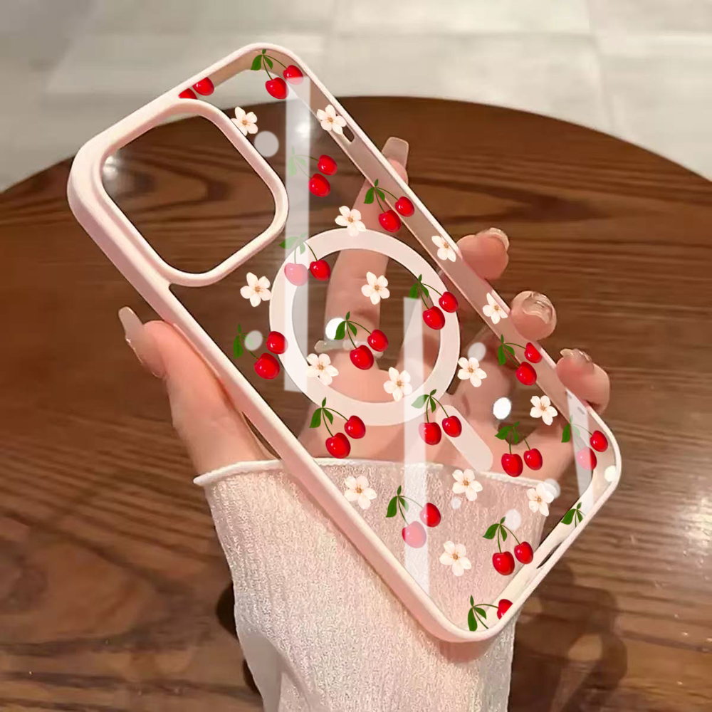 Clear Magsafe Case - حافظة شفافة لفاكهة الكرز اللطيفة لهاتف