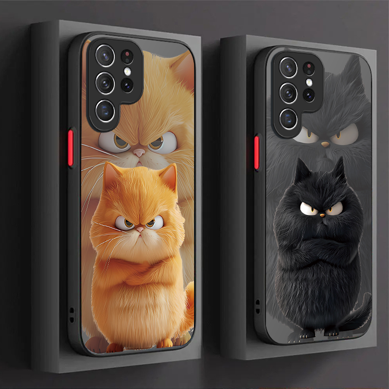 Phone Cases For Samsung S21 5G - جراب بتصميم زوج القطط الغاضبة لهاتف