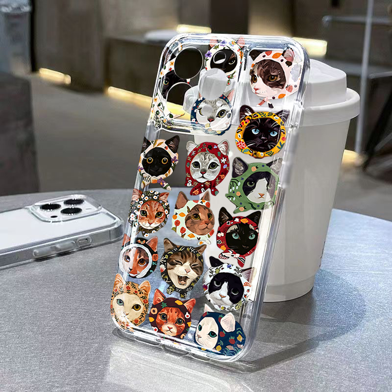 Phone Cases Clear - غطاء هاتف شفاف بتصميم قطة لطيفة