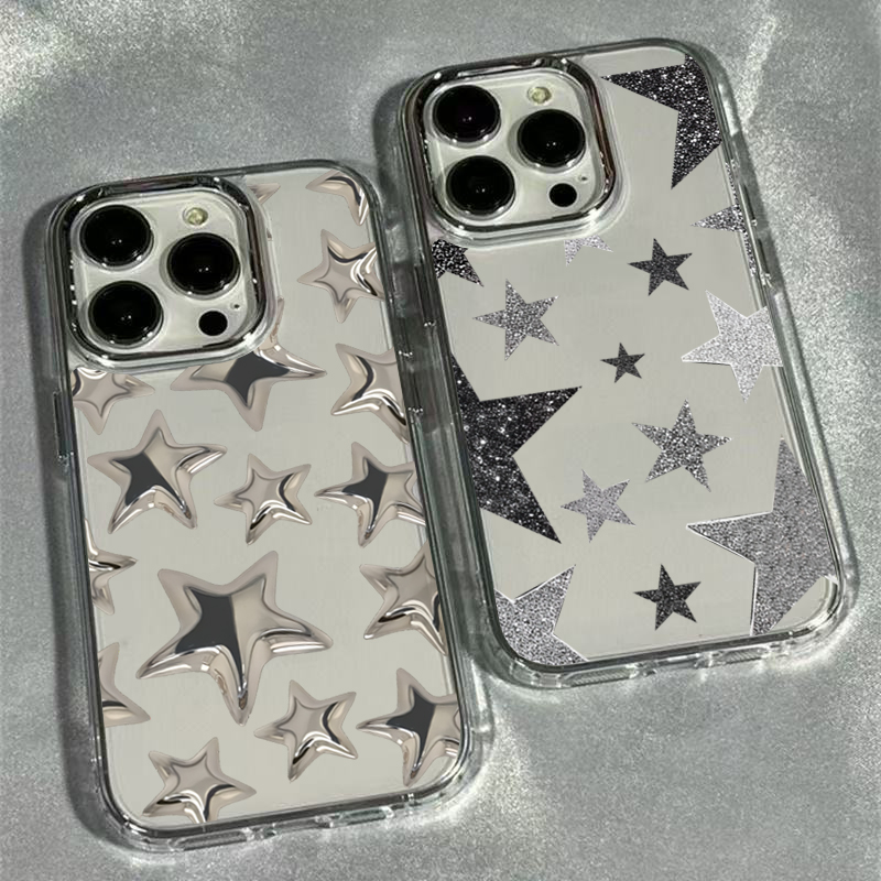 Phone Cases Transparent - غطاء هاتف شفاف بنمط نجمة لامعة